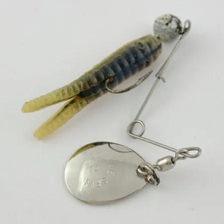 Vintage Johnson Beetle Spin, 3/16oz Nickel / Yellow / White spinning lure #23914