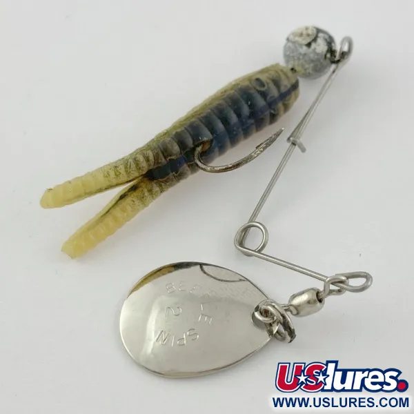 Vintage Johnson Beetle Spin, 3/16oz Nickel / Yellow / White spinning lure #23914