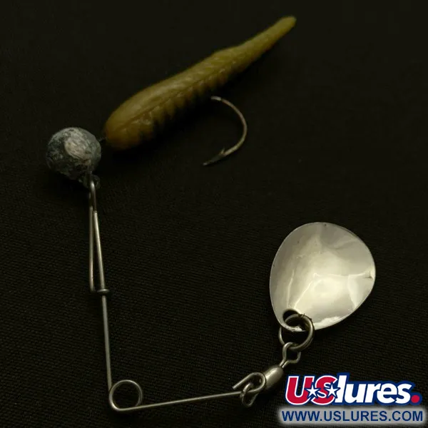 Vintage Johnson Beetle Spin, 3/16oz Nickel / Yellow / White spinning lure #23914