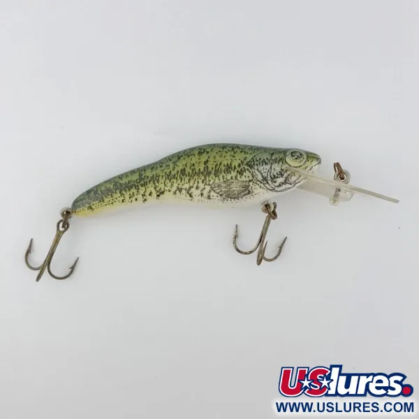 Vintage   Crankbait Corp Fingerling, 1/3oz green fishing lure #23924