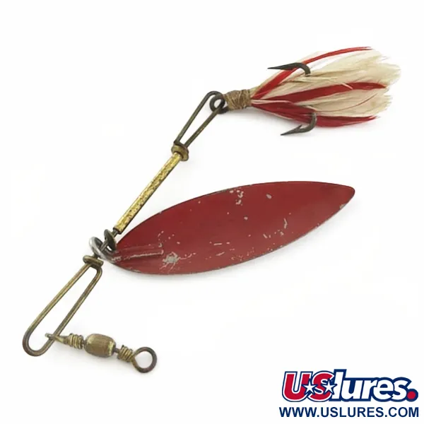 Vintage 4 Bros 4 Brothers Willow Leaf  Spinner, 1/2oz nickel/red spinning lure #23937