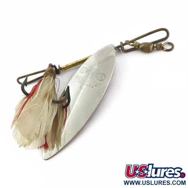 Vintage 4 Bros 4 Brothers Willow Leaf  Spinner, 1/2oz nickel/red spinning lure #23937