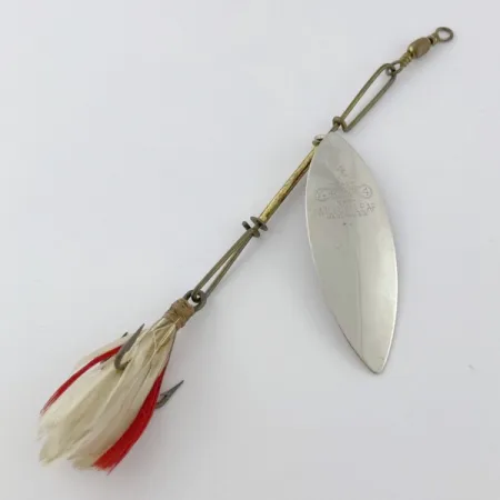Vintage 4 Bros 4 Brothers Willow Leaf  Spinner, 1/2oz nickel/red spinning lure #23937