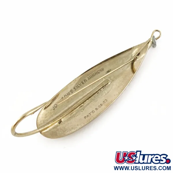 Vintage Johnson Silver Minnow Weedless, 1/2oz  Crystal (Golden Crystal) fishing spoon #23944