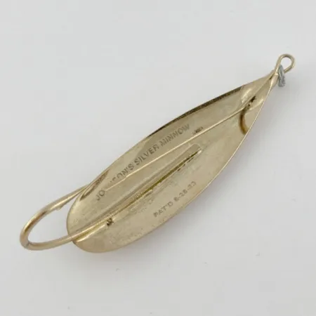 Vintage Johnson Silver Minnow Weedless, 1/2oz  Crystal (Golden Crystal) fishing spoon #23944