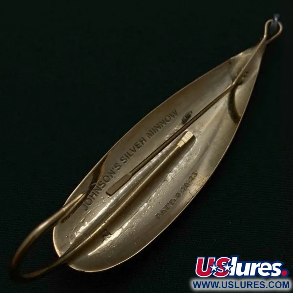Vintage Johnson Silver Minnow Weedless, 1/2oz  Crystal (Golden Crystal) fishing spoon #23944