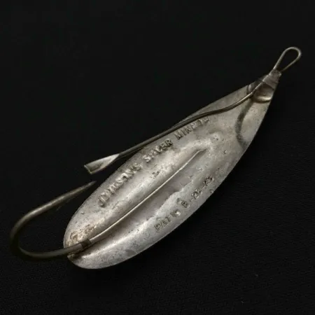 Vintage Johnson Silver Minnow Weedless, 1/3oz nickel fishing spoon #23945