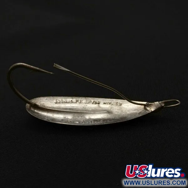 Vintage Johnson Silver Minnow Weedless, 1/3oz nickel fishing spoon #23945
