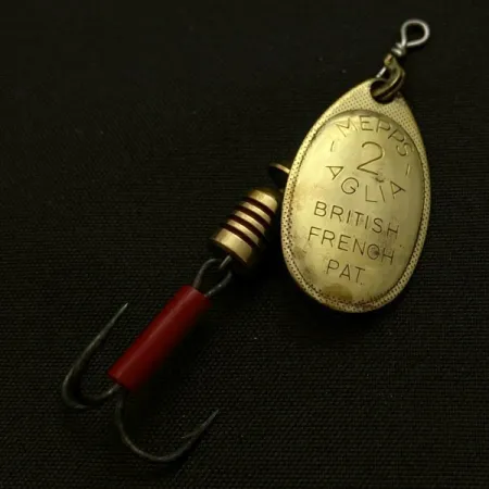 Vintage Mepps Aglia 2 (1960s), 3/16oz gold spinning lure #23949