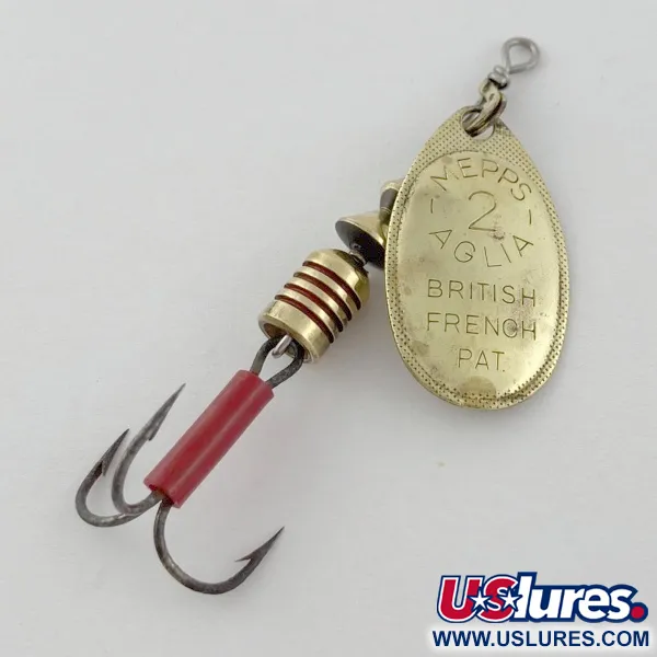 Vintage Mepps Aglia 2 (1960s), 3/16oz gold spinning lure #23949
