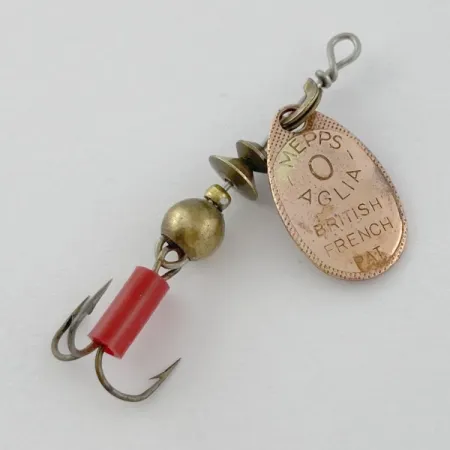 Vintage Mepps Aglia 0 (1960s), 3/32oz copper spinning lure #23950