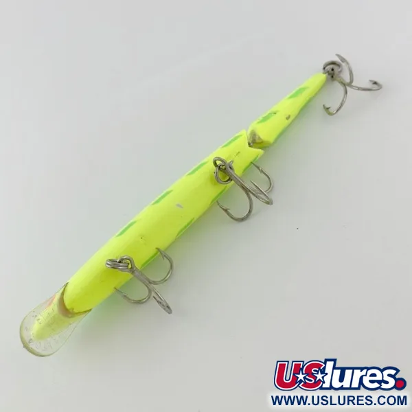 Vintage   Rebel Floater F14 Jointed, 1/2oz chartreuse fishing lure #23953