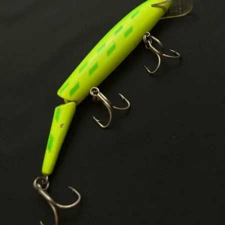 Vintage Rebel Floater F14 Jointed, 1/2oz chartreuse fishing lure #23953