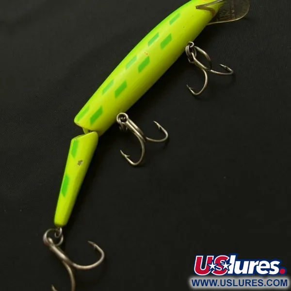 Vintage   Rebel Floater F14 Jointed, 1/2oz chartreuse fishing lure #23953