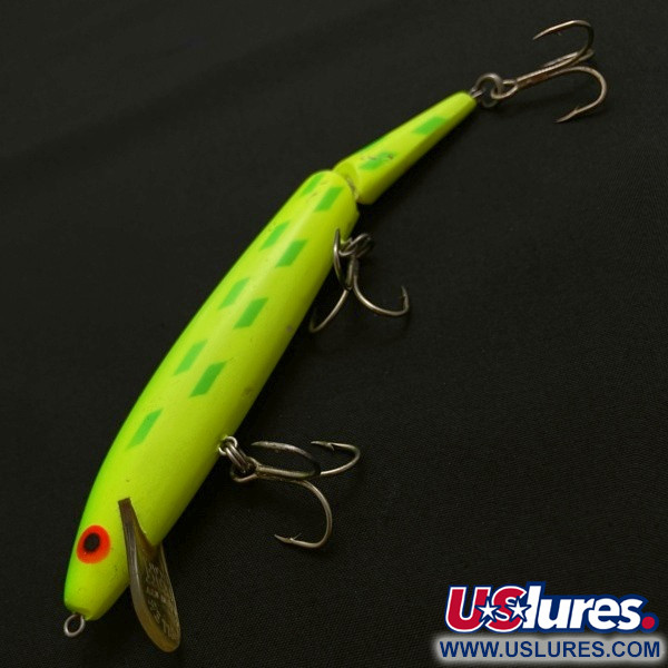 Vintage   Rebel Floater F14 Jointed, 1/2oz chartreuse fishing lure #23953