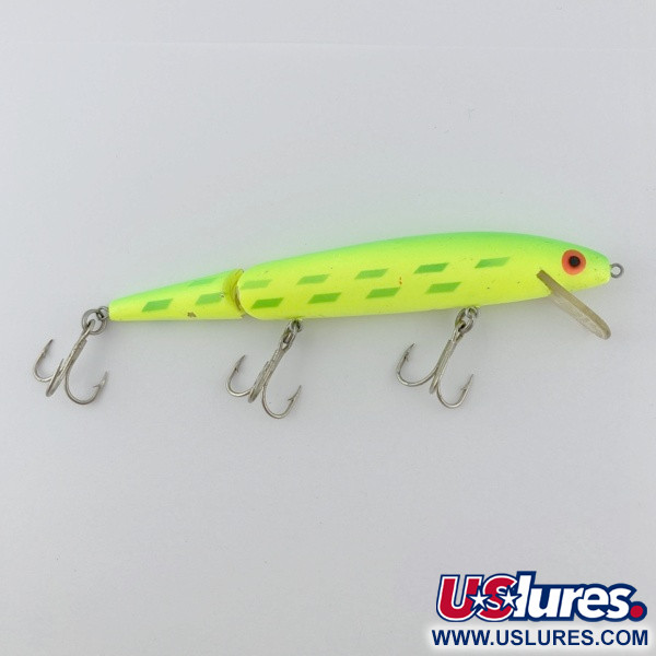 Vintage   Rebel Floater F14 Jointed, 1/2oz chartreuse fishing lure #23953