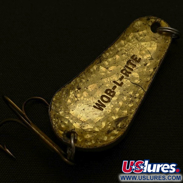 Vintage  Acme Wob-L-Rite Crystal, 1/2oz gold Crystal fishing spoon #23975