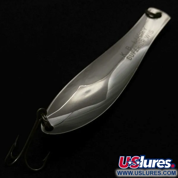 Vintage  K-B Bait K-B Spoon Lucky Superior, 3/5oz nickel fishing spoon #23976