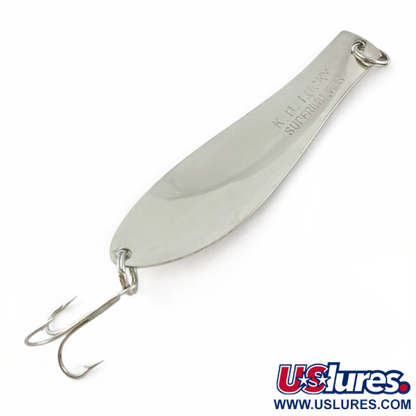 Vintage  K-B Bait K-B Spoon Lucky Superior, 3/5oz nickel fishing spoon #23976