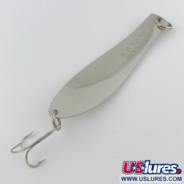 Vintage  K-B Bait K-B Spoon Lucky Superior, 3/5oz nickel fishing spoon #23976