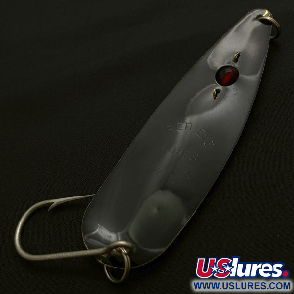 Vintage  Red Eye Lures Red Eye Evil Eye, 2/3oz black fishing spoon #23980