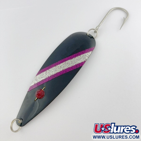 Vintage  Red Eye Lures Red Eye Evil Eye, 2/3oz black fishing spoon #23980