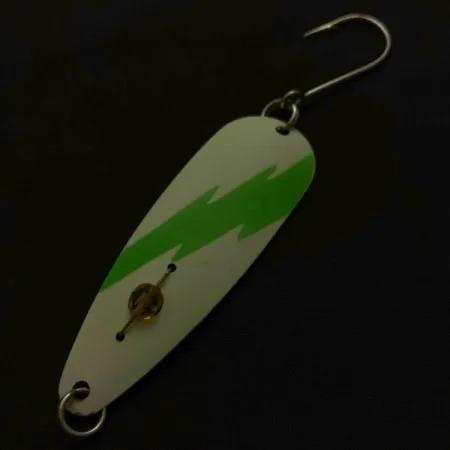 Vintage Red Eye Lures Red Eye Evil Eye Glow, 3/16oz nickel/white/ Glow - glows in the dark fishing spoon #23986