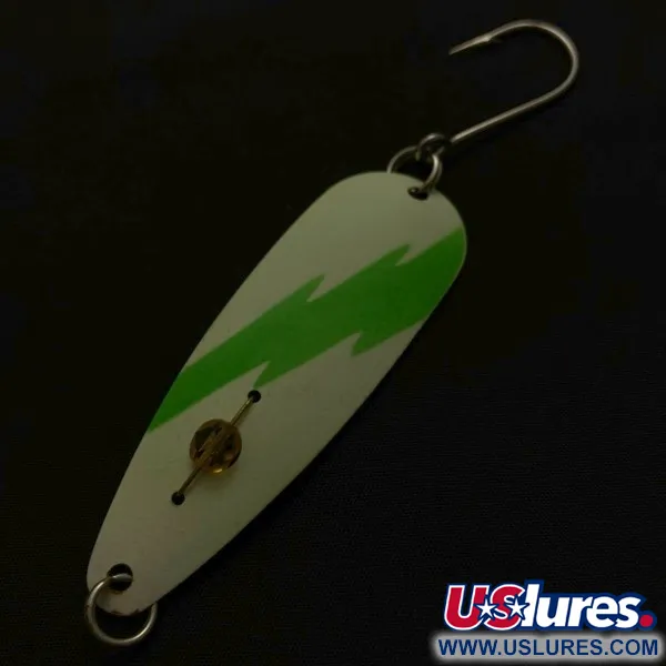 Vintage  Red Eye Lures Red Eye Evil Eye Glow, 3/16oz nickel/white/ Glow - glows in the dark fishing spoon #23986