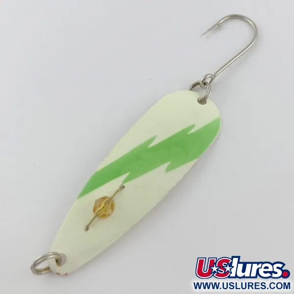 Vintage  Red Eye Lures Red Eye Evil Eye Glow, 3/16oz nickel/white/ Glow - glows in the dark fishing spoon #23986