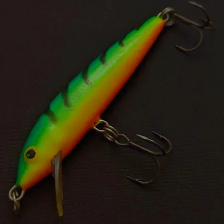 Vintage Rapala Husky Jerk 7, 1/4oz FT (Fire Tiger) fishing lure #24008