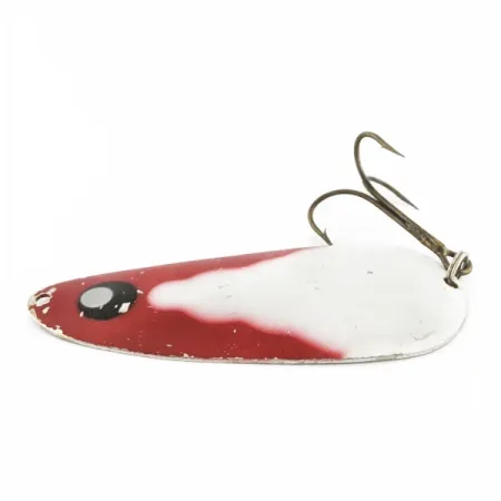 Vintage Lindy / Little Joe Lindy Gator , 1 2/3oz red/white/nickel fishing spoon #24009