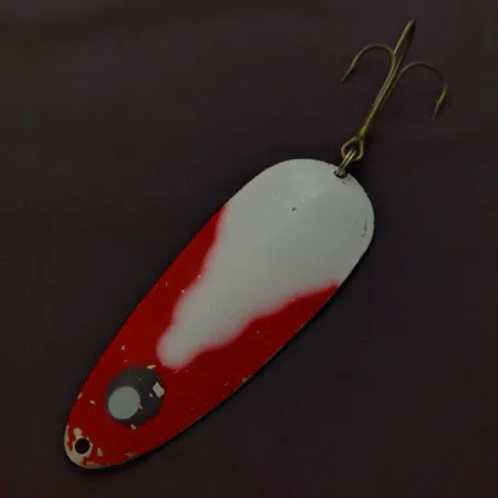 Vintage Lindy / Little Joe Lindy Gator , 1 2/3oz red/white/nickel fishing spoon #24009