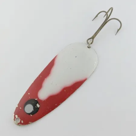 Vintage Lindy / Little Joe Lindy Gator , 1 2/3oz red/white/nickel fishing spoon #24009