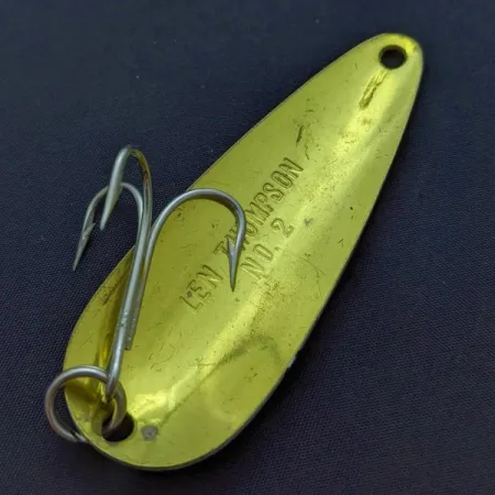 Vintage  Len Thompson #2, 1oz red/gold fishing spoon #24013