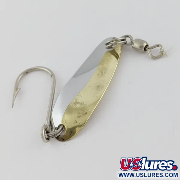 Vintage   Les Davis Canadian Wonder 1, 3/32oz nickel/gold fishing spoon #24021