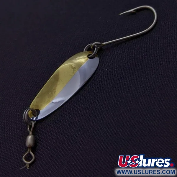 Vintage   Les Davis Canadian Wonder 1, 3/32oz nickel/gold fishing spoon #24021