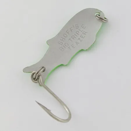 Vintage Shoff's Big Triple Teazer, 1/16oz green fishing spoon #24024