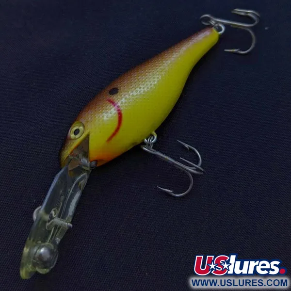 Vintage   Rebel Double Deep Shad, 3/16oz brown/yellow fishing lure #24030
