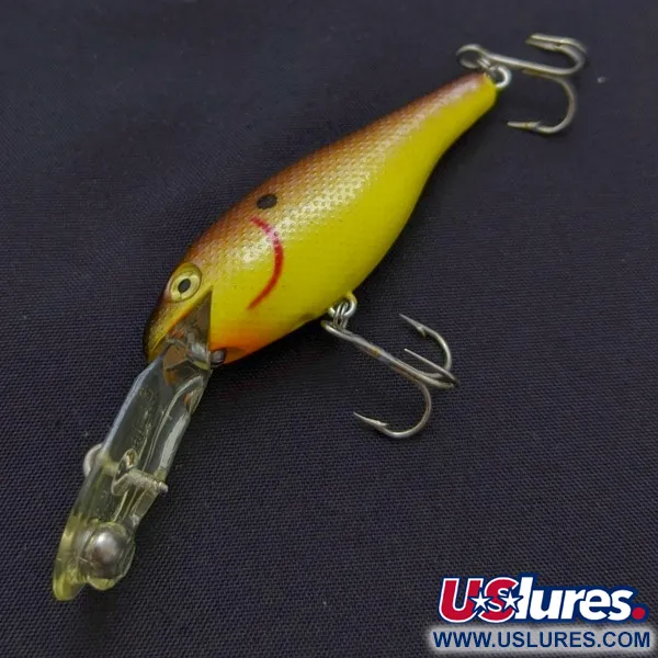 Vintage   Rebel Double Deep Shad, 3/16oz brown/yellow fishing lure #24030