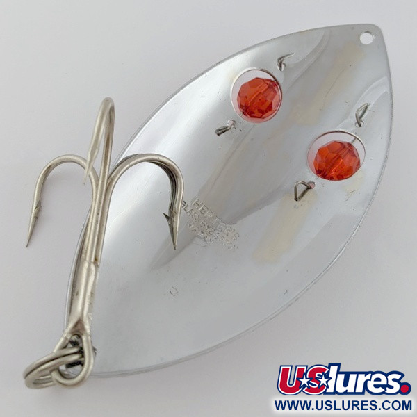 Vintage   Herter's Glass Eye Spoon, 2oz nickel/red eyes fishing spoon #24036