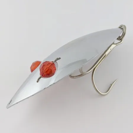 Vintage Herter's Glass Eye Spoon, 2oz nickel/red eyes fishing spoon #24036