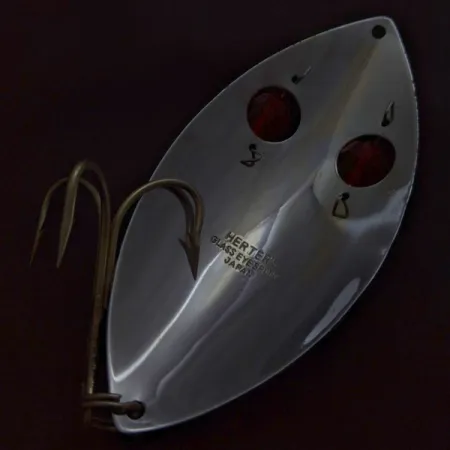 Vintage Herter's Glass Eye Spoon, 2oz nickel/red eyes fishing spoon #24036