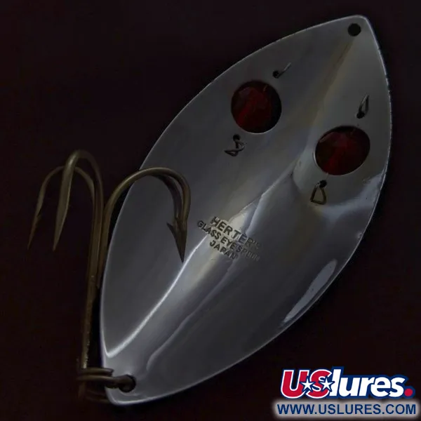 Vintage   Herter's Glass Eye Spoon, 2oz nickel/red eyes fishing spoon #24036