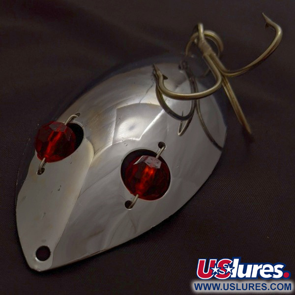 Vintage   Herter's Glass Eye Spoon, 2oz nickel/red eyes fishing spoon #24036