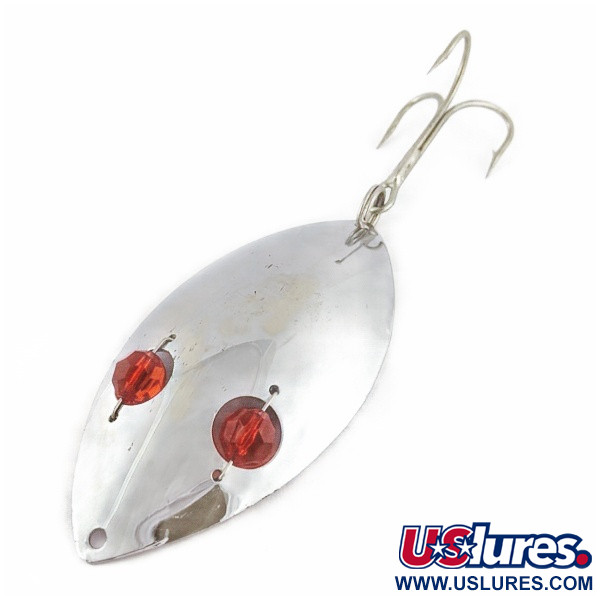 Vintage   Herter's Glass Eye Spoon, 2oz nickel/red eyes fishing spoon #24036