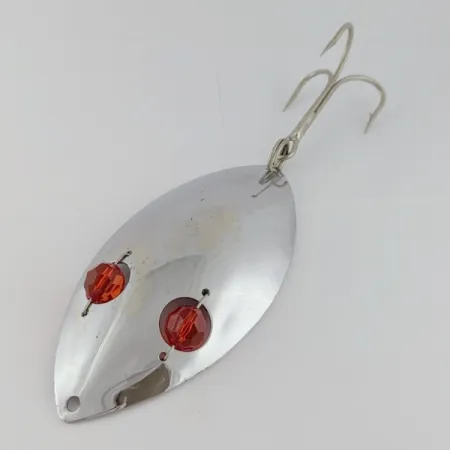 Vintage Herter's Glass Eye Spoon, 2oz nickel/red eyes fishing spoon #24036