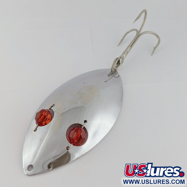 Vintage   Herter's Glass Eye Spoon, 2oz nickel/red eyes fishing spoon #24036