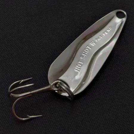 Vintage Luhr Jensen Hot Shot W, 3/64oz nickel fishing spoon #24061