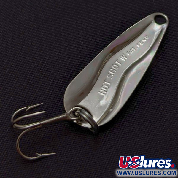 Vintage   Luhr Jensen Hot Shot W, 3/64oz nickel fishing spoon #24061