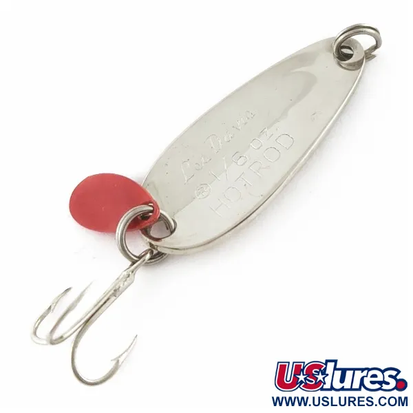 Vintage   Les Davis Hotrod, 3/16oz nickel/red fishing spoon #24072